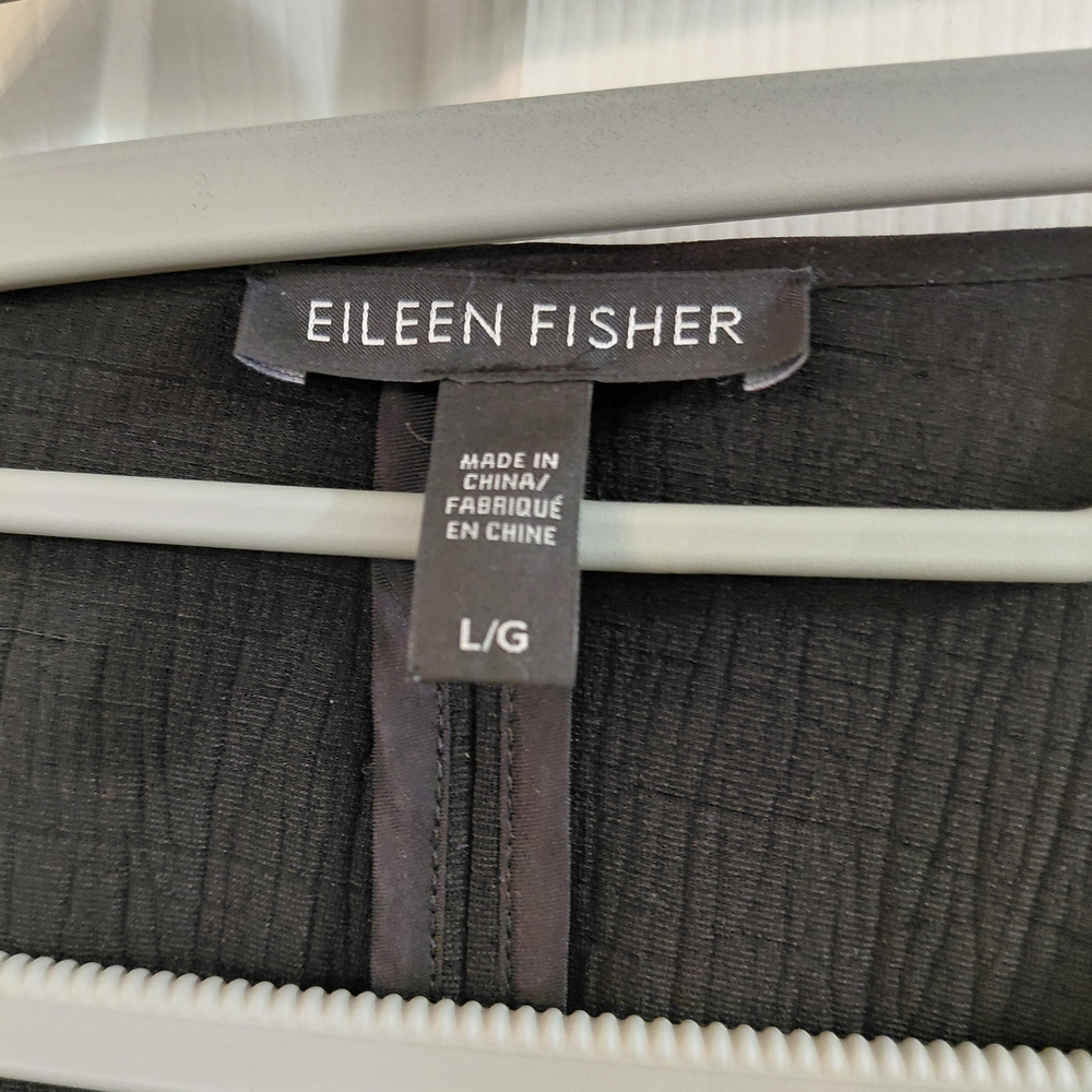 Eileen Fisher Black Zip-Front Lightweight Jacket - Picture 2 of 7